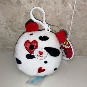 Squishmallows Dustin 3” White and Black Dalmatian Clip Bag Charm Valentines New